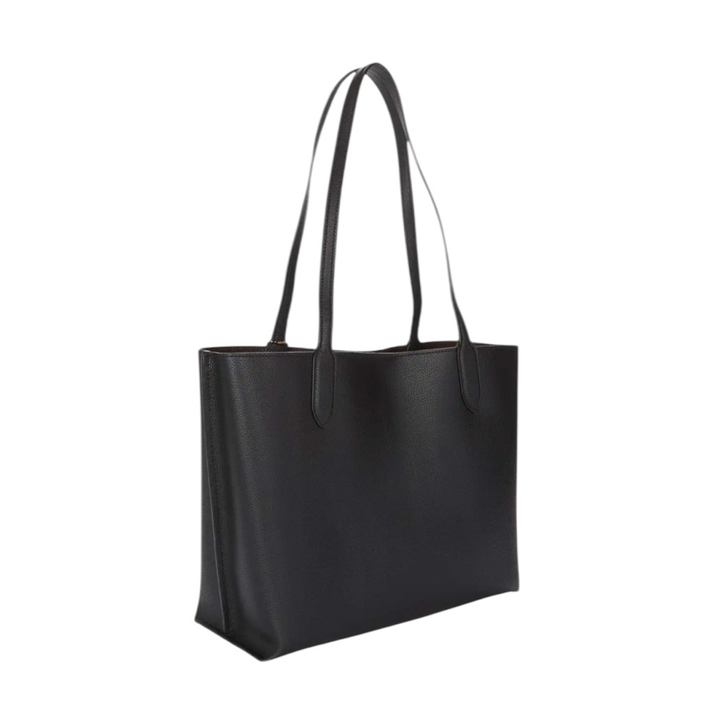 Coach Polished Pebble Leather Willow Tote Black Leather Tote Bag - Picture 2 of 4